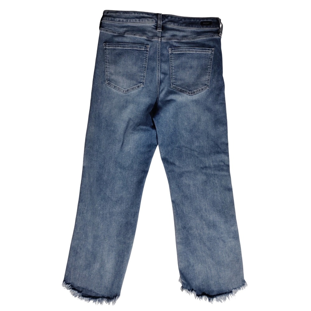 Liverpool Los Angeles The Crop Flare Jeans Blue Raw Frayed Hem Size 10/30 - Picture 2 of 11